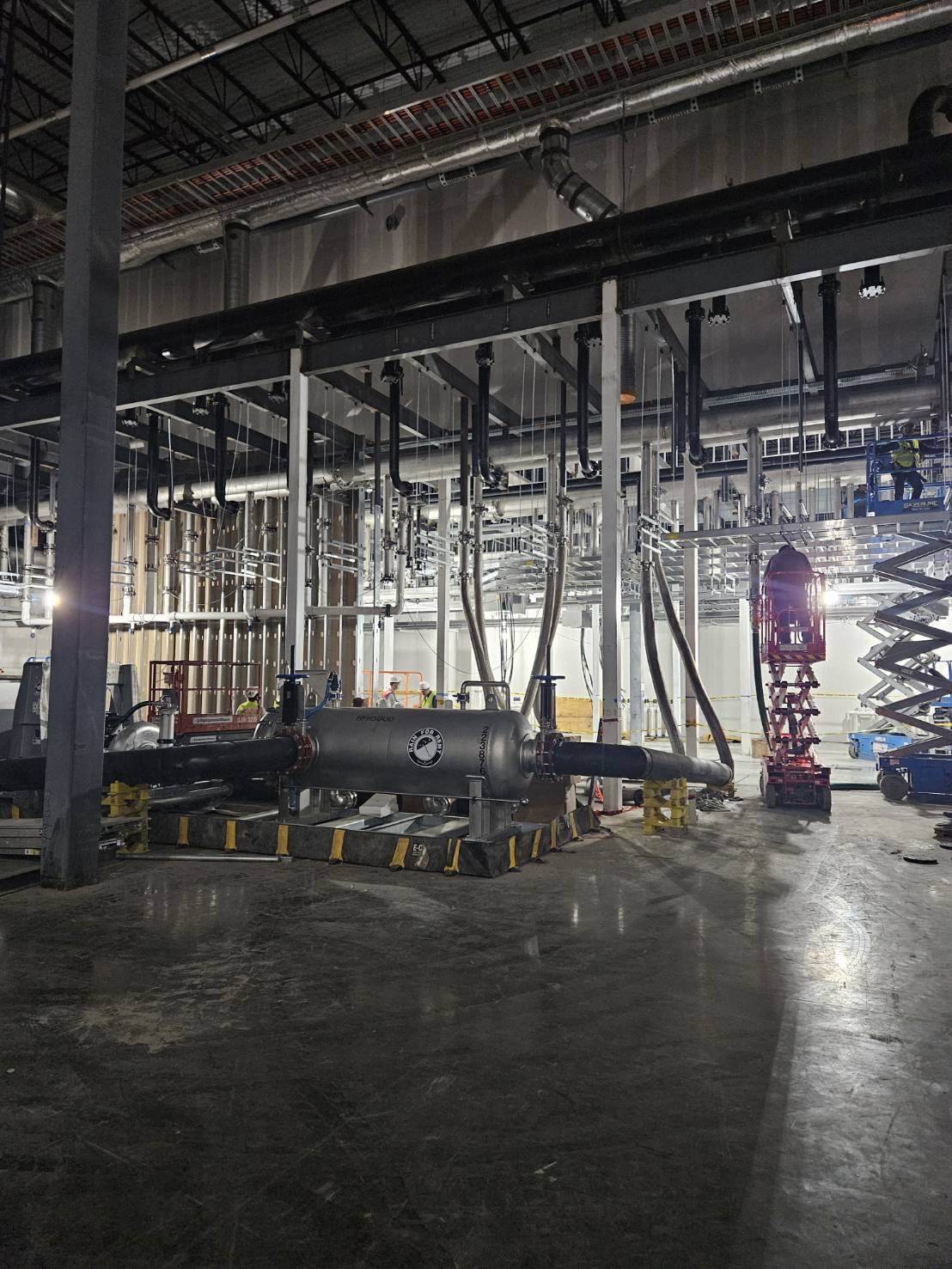 Mechanical plant and piping that the integration team coordinates around