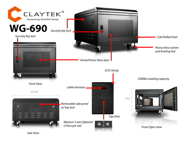 iStarUSA WG-690 6U 900mm Depth Rack-mount Server Cabinet — view 6