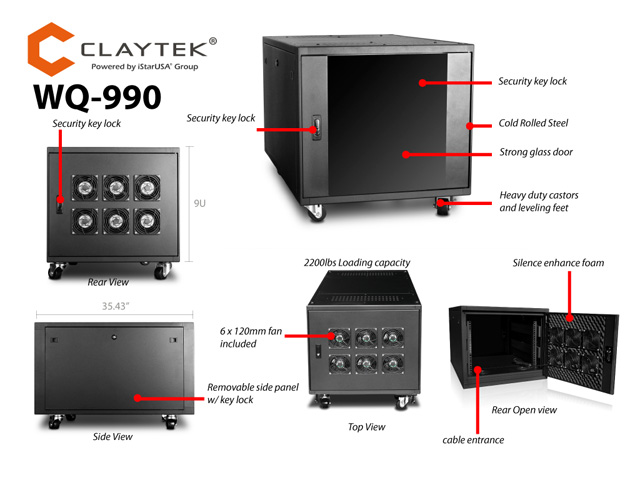 iStarUSA WQ-990 9U 900mm Depth Ultimate Quiet Server Cabinet — view 8