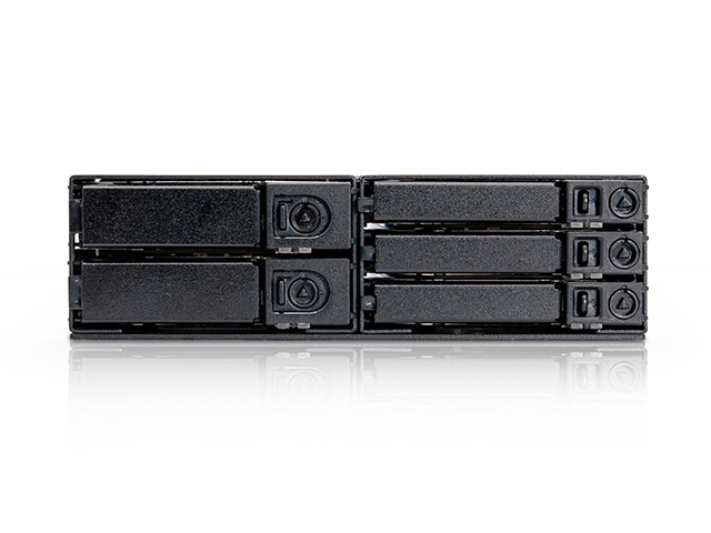 iStarUSA BPM-CAE525-HU2 5.25" to 2x 2.5" U.2 NVMe SSD & 3x 2.5" 12Gb/s HDD SSD Hot-swap Rack — view 2