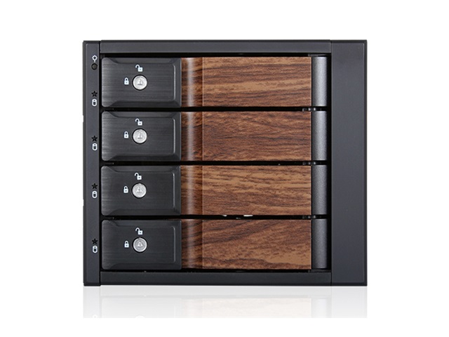 iStarUSA BPN-DE340HD-WB Trayless 3x 5.25" to 4x 3.5" 12Gb/s HDD Hot-swap Rack with Wood Look Bezel — view 2