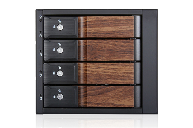 iStarUSA BPN-DE340SS-WB Trayless 3x 5.25" to 4x 3.5" SAS SATA 6 Gbps HDD Hot-swap Rack with Wood Look Bezel — view 2