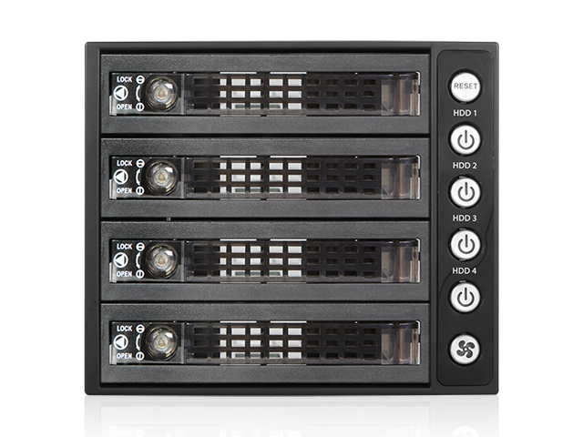 iStarUSA BPU-340SATA-KL 3x 5.25" to 4x 3.5" 2.5" SAS SATA 6 Gbps HDD SSD Hot-swap Rack with Key Lock — view 2