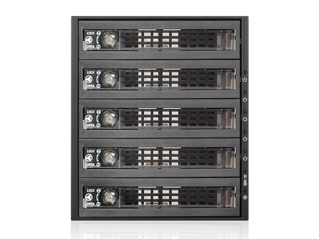 iStarUSA BPU-350SATA-KL 3x 5.25" to 5x 3.5" 2.5" SAS SATA 6 Gbps HDD SSD Hot-swap Rack with Key Lock — view 2