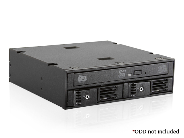 iStarUSA T-5K225T-SA — Trayless 5.25" to Slim ODD and 2x 2.5" SATA 6 Gbps HDD SSD Hot-swap Rack