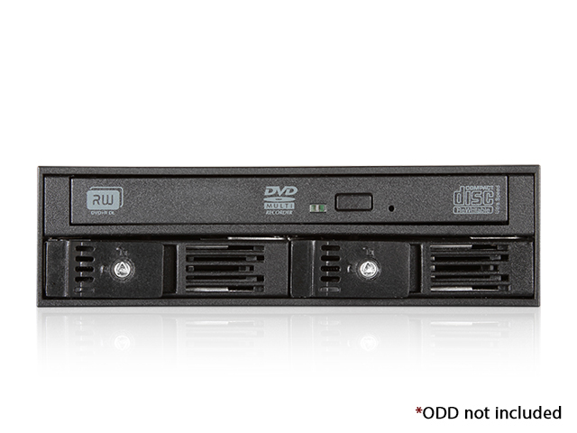 iStarUSA T-5K225T-SA Trayless 5.25" to Slim ODD and 2x 2.5" SATA 6 Gbps HDD SSD Hot-swap Rack — view 2
