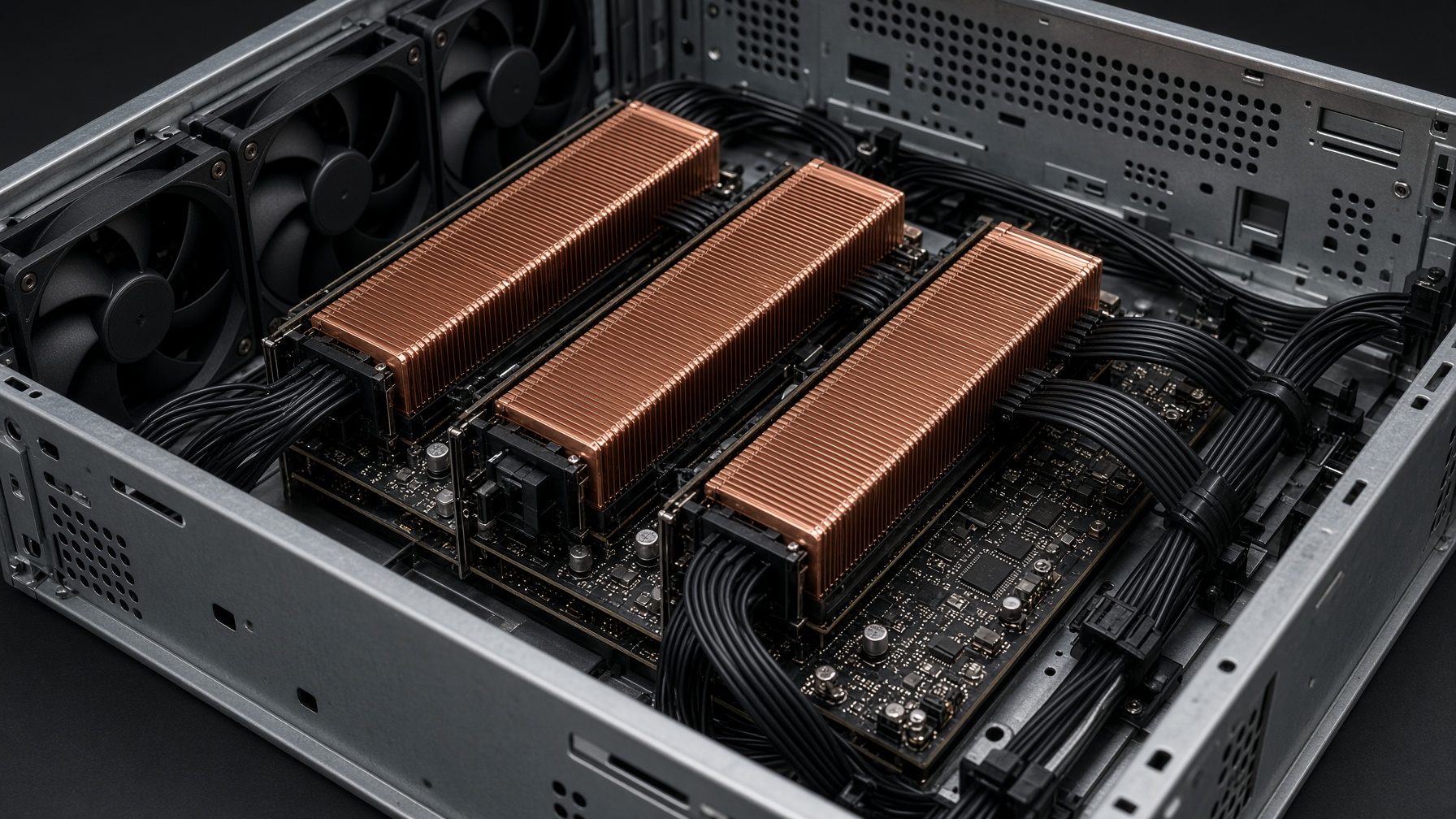 Open server chassis with graphics cards